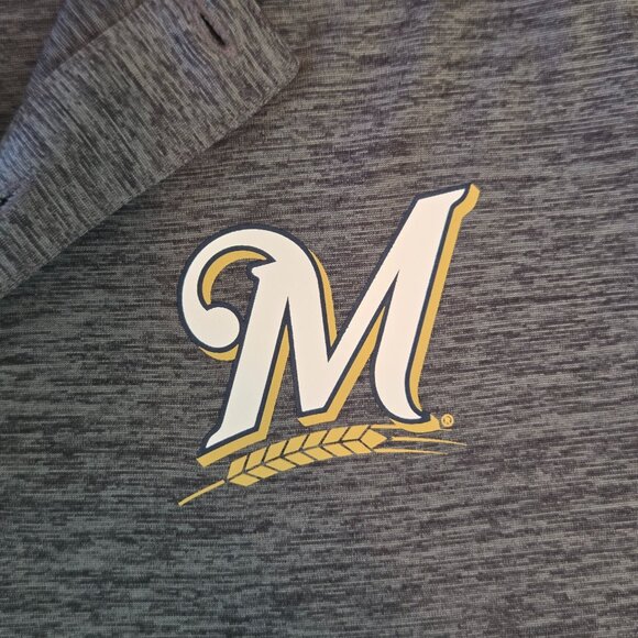 NWOT - Majestic Cool Base Milwaukee Brewers Polo, Men’s LG, Grey Heather - Picture 4 of 10